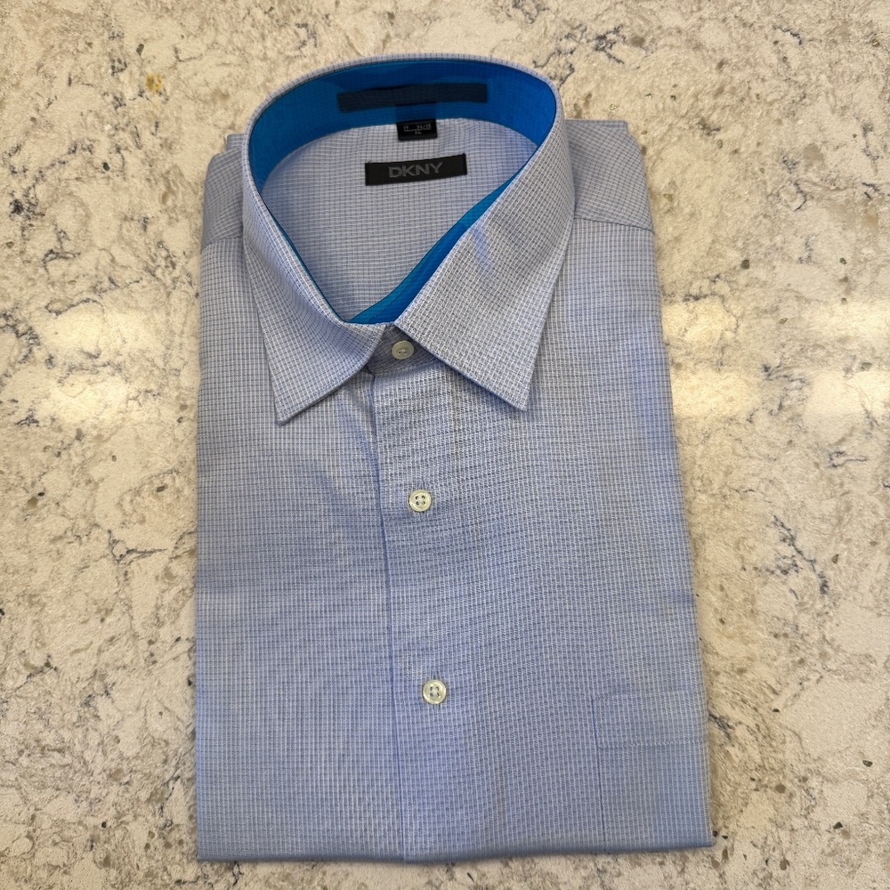 NWT DKNY XL Blue Plaid dress shirt